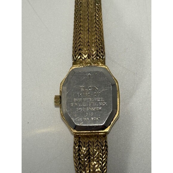 Vintage Elgin Women’s Diamond Quartz Watch Gold-Tone Woven Band - Not Running - Picture 5 of 9